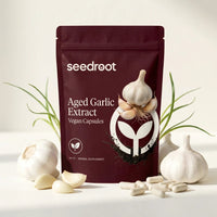 Seedroot Aged Garlic Extract pouch — 600 mg, 60 odorless vegan capsules