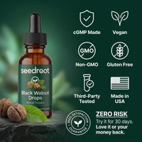 cGMP made, vegan, non-GMO, gluten free, third-party tested, made in USA, 30-day money-back guarantee